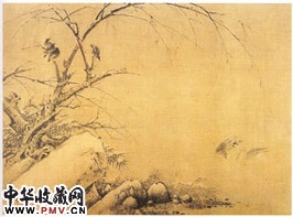 五代黄筌　雪竹文禽图