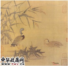 五代黄筌　溪芦野鸭图