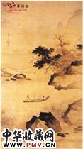 明蒋嵩　秋溪放艇图