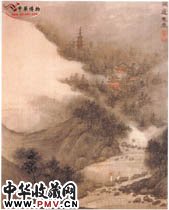 清章谷　八景图册之涧道寒泉图