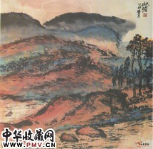 近现代朱屺瞻　秋山泛舟