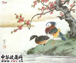 近现代江寒汀　鸳鸯图