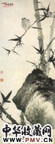 近现代江寒汀　竹石小鸟