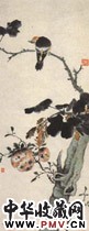 近现代江寒汀　石榴小鸟