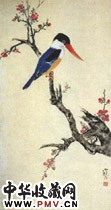 近现代江寒汀　梅花小鸟