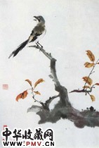 近现代江寒汀　鸣禽图