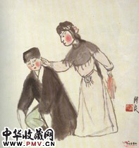 近现代关良　红娘与张生