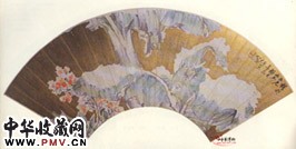 清任薰　雪蕉扇面