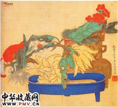 清任薰　灵芝佛手图