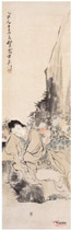 清任薰　牡丹仕女图