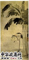清黄慎　仙鹤芭蕉