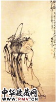 清黄慎　捧花老人图