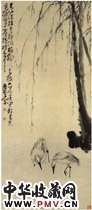 清黄慎　柳塘双鹭图