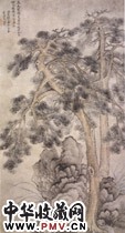 清恽寿平　松石灵芝图轴