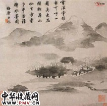 清查士标　仿高房山水墨山水图轴
