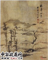清查士标　林亭山色图