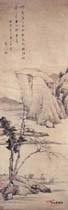 清查士标　溪山放棹图轴