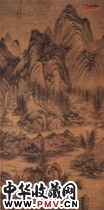 清王鉴　仿巨然溪山渔艇图轴