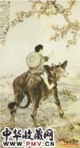 近现代徐悲鸿　跨犊儿童