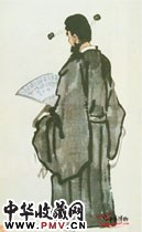 近现代徐悲鸿　持扇钟馗