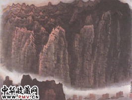 近现代李可染　万山重叠夕照中