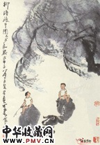 近现代李可染　柳塘渡牛图