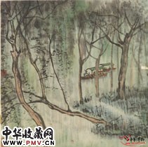近现代李可染　颐和园后湖游艇