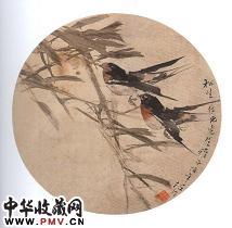 清任伯年　花鸟团扇