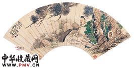 清任颐　松荫读书图