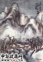近现代朱屺瞻　雪霁山村
