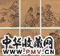 王翚(款) 山水十二挖 四屏 绢本