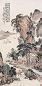 钱松嵒 丁亥(1947年)作 村居图 立轴 设色纸本