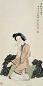 吴青霞 1934年作 执花图 立轴 设色纸本