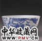 清宣统 蓝彩三友图碗