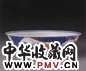 清宣统 青花矾红云蝠纹浅碗