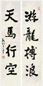 费新我 游龙、天马 对联