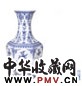清乾隆 青花折枝花果纹六棱瓶