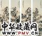 张石园 湖山红叶 四轴 纸本设色