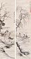 费丹旭 壬寅(1842年)作 仕女图 对屏 设色纸本