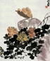 近现代 陈子庄 菊石小鸟 轴
