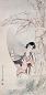 刘凌沧 戊寅(1938年)作 秋窗诗思 立轴 设色纸本