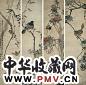清代 任熊 四季花鸟 四屏
