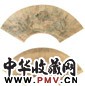 翟大坤 1802年作 柳塘书屋 江楼听雨图 扇面 设色纸本