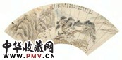 庞元济 1935年作 松下读书图 扇面 设色纸本