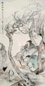沙佐 1931年作 和靖咏梅 立轴 设色纸本