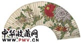 沈焯 菊花 扇面 设色金笺