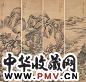 汪洛年 拟吴镇山水 四屏 设色纸本