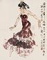 沈道鸿 甲子(1984年)作 西班牙舞 立轴 设色纸本