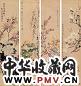 顾洛 董棨 江介 张春雷 花卉 四屏 设色纸本