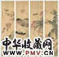 司马钟 四时花鸟 屏条(4) 设色绢本